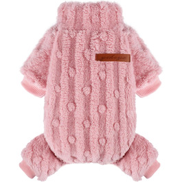 Теплий флісовий піжамний костюм для собак, розевий, X-Small. Ідеально для чихуахуа та інших маленьких порід. Піжама для собак, розева, теплий флісовий розевий костюм для собак на осінь/зиму.