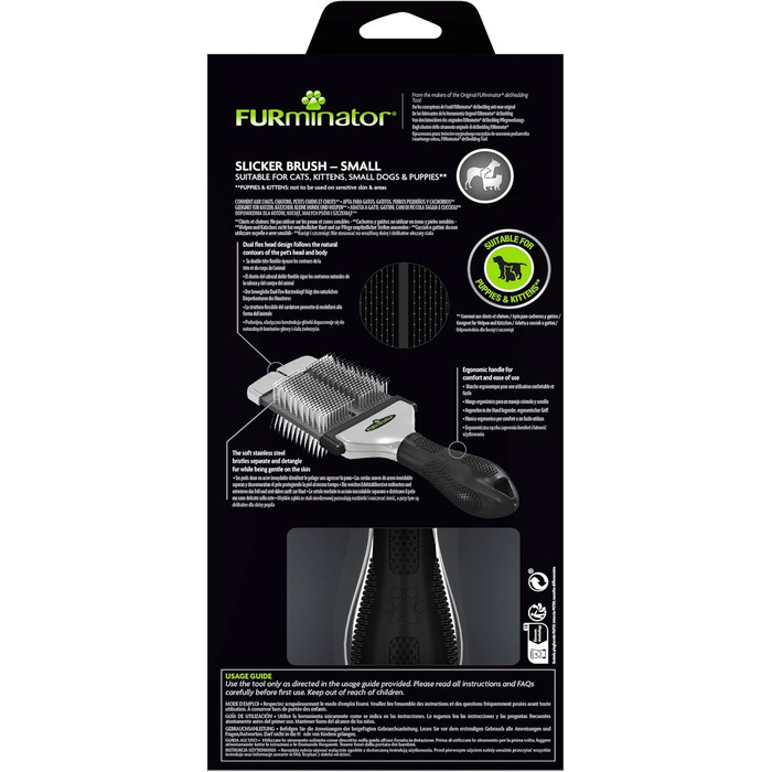 FURminator Zupfbürсте для вичісування шерсті S - для котів, собак, цуценят, м'яка сталь