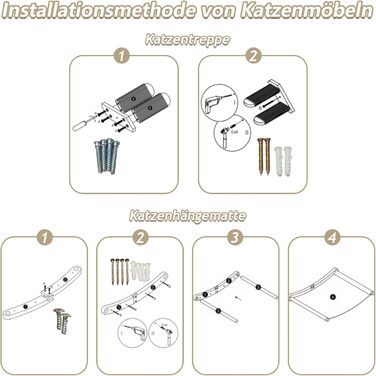 REDKNOT Кліматична стіна для котів з гамаком та драбиною, котячий комплекс на стіну з сизалевим когтеточкою, до 20 кг