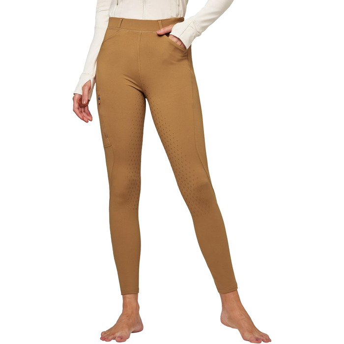 Спортивні штани для верхової їзди WILLIT Daen Reithose з флісовою підкладкою, повний силіконовий захват, кишені, петлі для ременя (M, Кофе)