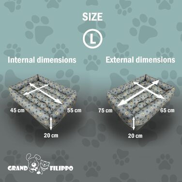 Водонепроникне ліжко для собак - ліжка для маленьких та великих собак - ліжко для собак з неслизьким дном - собачий кошик, собачий лежак 75x65x20 Великий слід