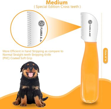 Набір професійних інструментів для грумінгу собак FLAMIA & JABZ (5 шт.) з крестоподібними зубцями, для правшів