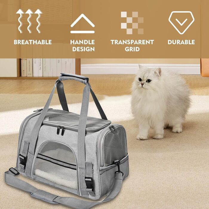 Транспортна сумка для кота та собаки, переноска для тварин з підстилкою, портативна, м'яка, складна, для цуценят та кошенят, дозволена авіакомпаніями