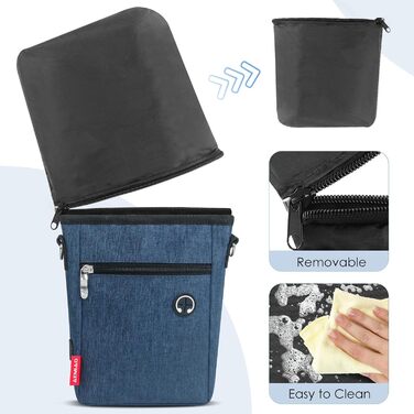 Футляр для ласощів для собак з магнітною застібкою, сумка для тренування собак з знімною внутрішньою кишенею, багатофункціональна сумка для ласощів для собак зі спонсором для фекалій, сірий (блакитний)