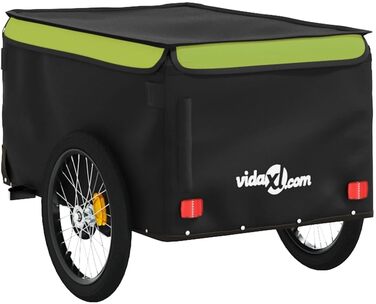 Причіп для собак, вантажний причіп для тварин, велосипедний причіп чорного та зеленого кольору (30 кг, залізо). Для покупок, відпочинку, велопоїздок. Швидка установка.