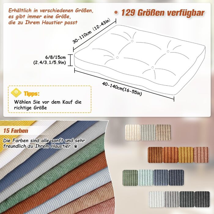 Ортопедичне ліжко для собак 50x30x8 см, м'яке, з антиковзним дном, для маленьких та середніх собак, біле