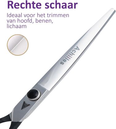 Професійний набір ножиць для грумінгу собак Achilles Pro Silver & Black 7 дюймів