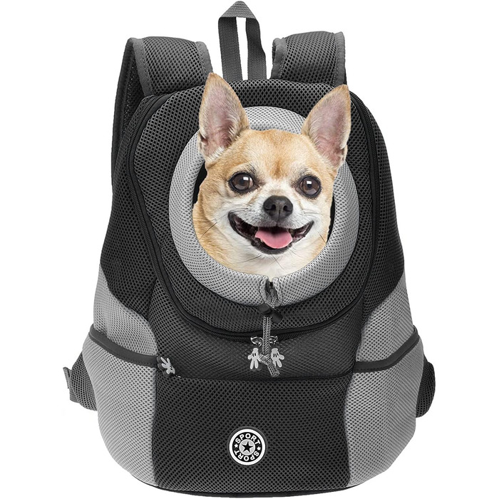 Рюкзак-переноска для собак та котів EATAN - дихаючий, водонепроникний, регульований (M, чорний), VFFG4656