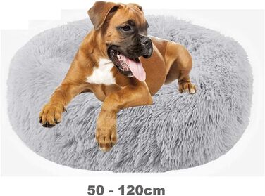 М'яке ліжко-гніздо для собак та котів, круглої форми, 80 см, сірий колір