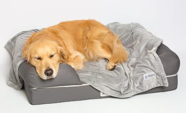 PetFusion Преміум плед для собак XL, двосторонній, мікроплюш, сірий, 152x122 см, 100% поліестер
