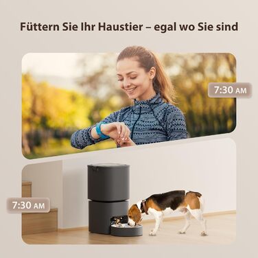 Автомат для годування котів та собак, 5л, чорний. Інтелектуальний диспенсер з програмуванням до 10 прийомів їжі на день