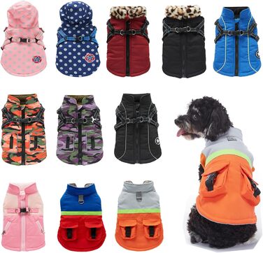 Зимовий теплий одяг для собак YRRYGMN: куртка з відбиваючими елементами, комір з хутром, для холодної погоди, розмір L (45-49 см обхват грудей)