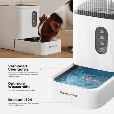 Автоматичний диспенсер води для собак та котів Gardner Pet - годівниця з нержавіючою сталею, велика ємність (8.5L), без електроенергії, BPA-free