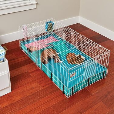 Клітка для морських свинок MidWest 171GHP, 119x61x36 см, з кришкою та перегородкою, біло-зелена