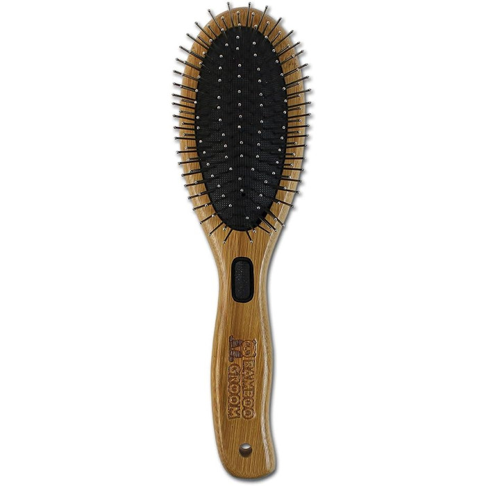 Набір для грумінгу Bamboo Groom Combo Brush I Подвійна щітка для тварин з коротким та середнім хутром I Щітка для собак та котів з закругленими щетинками та щетиною дикого кабана