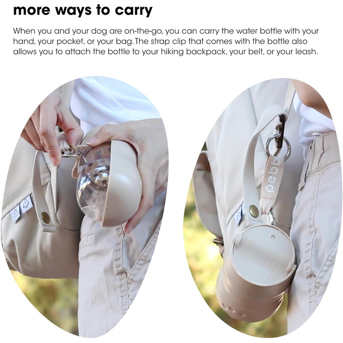Складана пляшка для води для тварин Pebble Pet, 284 мл, з фільтром, портативна, для собак та котів, виготовлена з безпечного пластику, для прогулянок та подорожей