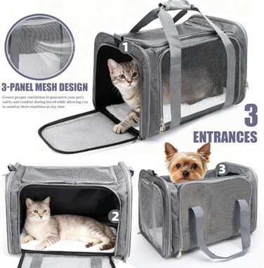 Транспортна сумка для кота/собаки: переноска для тварин, складана, сіра, 45x30x30 см