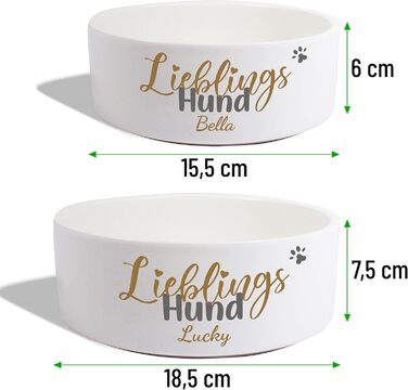 Керамічна годівниця для собак з іменем 'Улюблений пес' | Набір мисок для собак з/без підставки | Подвійна годівниця для собак, миска для їжі та води | великі, середні та малі породи собак, станція для годування (2х500мл, з підставкою)