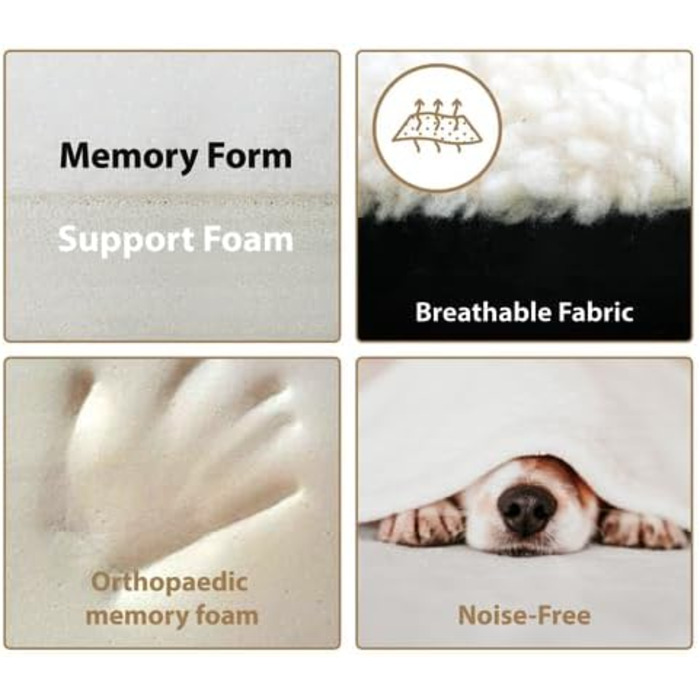 Водонепроникне ортопедичне ліжко для собак Ellie-Bo з піною-пам'яттю, для клітки/бокса, чорне (XXL, 122 см, 122x75x6 см, тільки накладка)