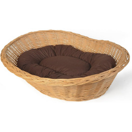 Корзина для собак Weidenprofi з подушкою, плетені корзини для тварин з лози, розмір вибирається (ДxШxВ): 62 x 43 x 12-22 см, 72 x 51 x 14-24 см, 82 x 61 x 16-26 см