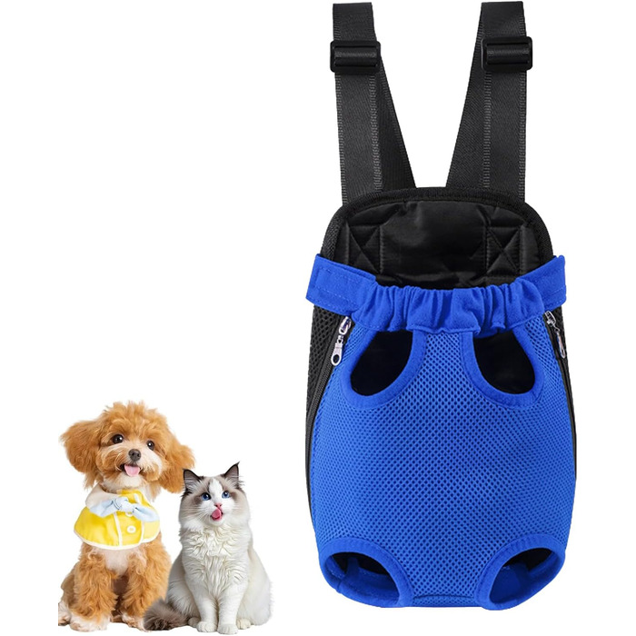 Рюкзак для собак 2.5-3.5 кг, регульований рюкзак для цуценят та домашніх тварин, переноска для собак, котів, кроликів, підходить для подорожей, блакитний (M)