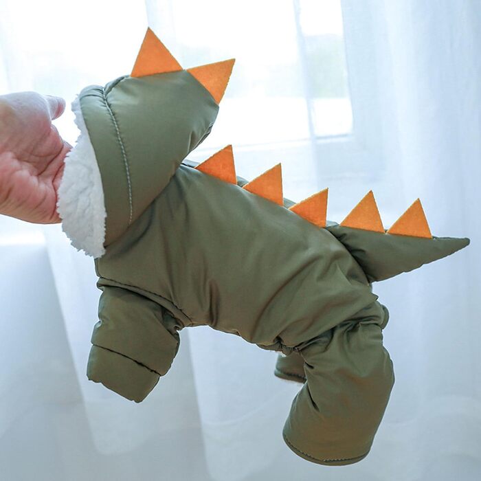 Теплий зимовий костюм для собак у вигляді динозавра (червоний, XS)