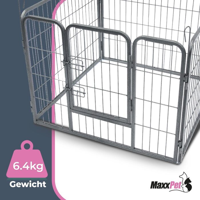 MaxxPet манеж для цуценят, складаний металевий вольєр 101x79 см, 4 секції, регульований, огорожа для собак, високоякісна сталь
