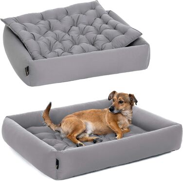 Ортопедичне ліжко для собак середніх порід - Pointer, знімний матрац, миється до 95°C, стійке до подряпин та укусів, Made in Germany (L - 80x70 см, світло-сірий)