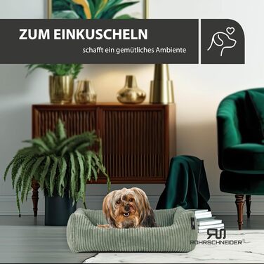 Крісло-лежанка для собак Rohrschneider | Миється | для маленьких та середніх собак | з подушкою Cord | 2 розміри (55x42 см/70x50 см) | з пакетиками для прогулянок (Сальвія 55 см, широка Cordstoff)