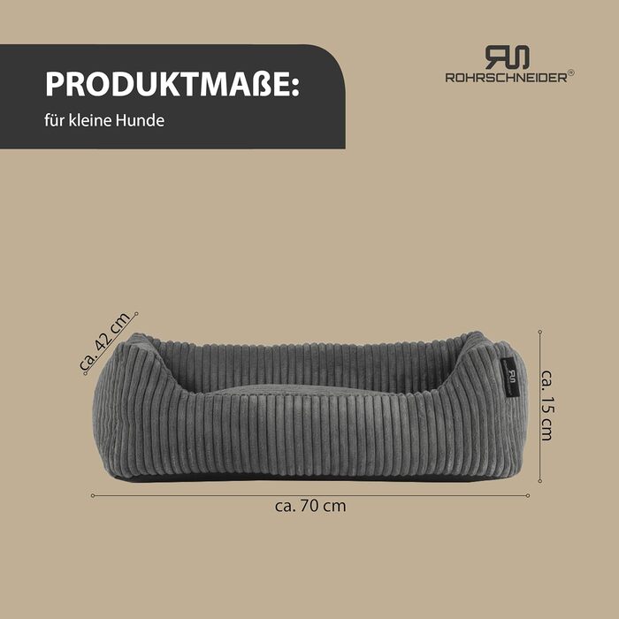 Ляжка для собак | для маленьких собак | з подушкою з корду | знімний чохол | з мискою для корму (Сірий, 55 x 42 см)