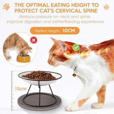 Набір мисок для котів FoiiLiio 2 шт. з кераміки з металевим підставкою 10 см, чорний. Миски для корму та води для котів з підставкою з силікону.