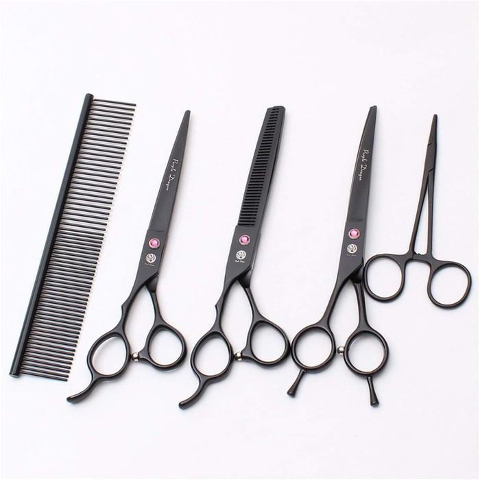 Професійна ліворука ножиці для стрижки собак, 7.0 дюймів (прямі та розріджуючі леза, для перукарів та дому)