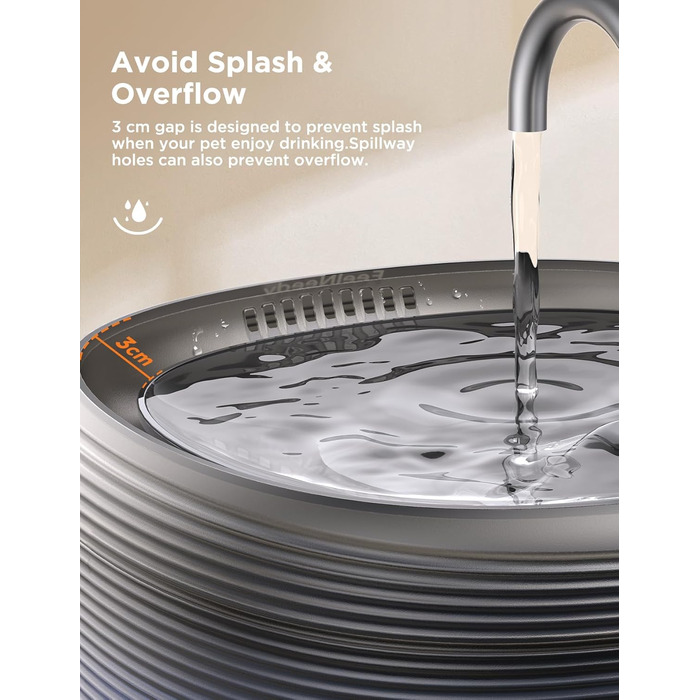 Фонтанчик для котів FEELNEEDY 3.2L - тихий фонтан з 2 режимами потоку, автоматичний поїльник для котів, чорний, з адаптером та 3 фільтрами