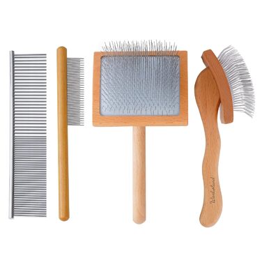 Буршлюк для собак з довгим хутром, щітка для догляду за шерстю, дерев'яна ручка, для доберманів, голдендудлів та інших порід