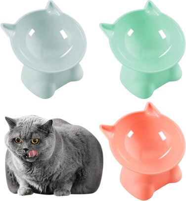 Підвищений годівниця для котів, підставка для мисок, нахилена на 15°, антиблювотний годівник, захист шиї, для домашніх тварин