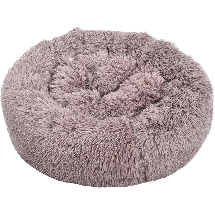 Ліжко для собак та котів Dehner Cookie, діаметр 58 см, висота 17 см, поліестер/плюш, коричневе