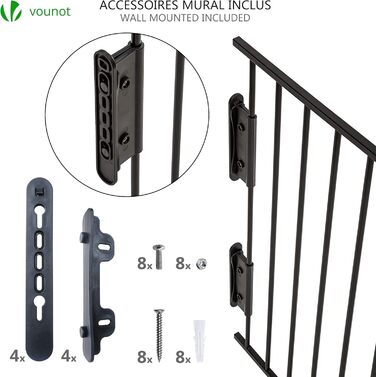 Захист для каміну Vounot: сітка металева, 5 елементів, з безпечними дверима, чорна, 300x75 см