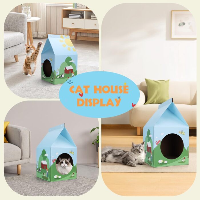 Nobleza: будиночок-кігтеточка для котів з картону та котячої м'яти. Легко збирається, ідеально для кігтів та ігор. (1 шт.)