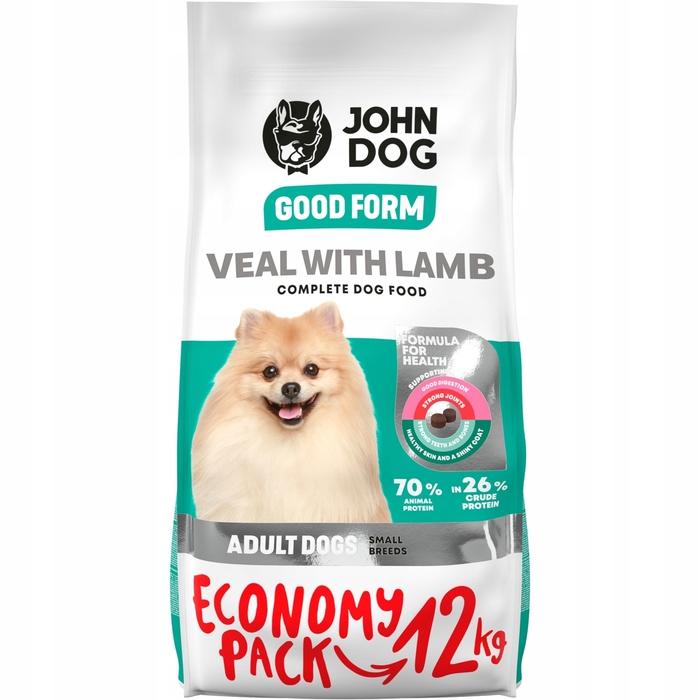 Сухий корм для собак John Dog Mini Adult з телятиною та ягнятиною, 12 кг
