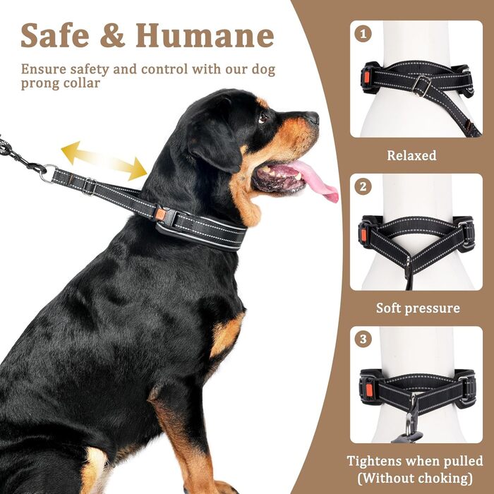 Нашийник для собак від тяги Mayerzon Martingale, світловідбиваючий, для великих та середніх порід (Пітбуль, Малінуа, Доберман), з пряжкою