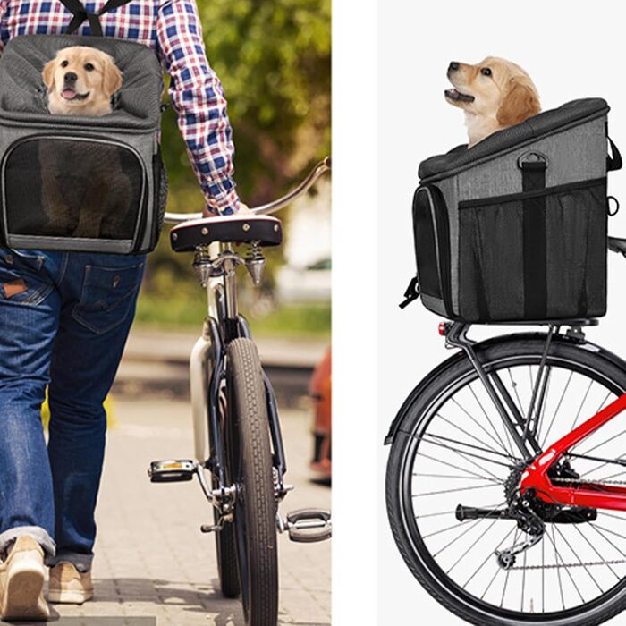 Корзина для собак Renopfect на велосипед - дихаюча, знімний чохол для прогулянок та кемпінгу