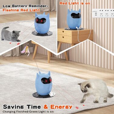 Інтерактивна іграшка для котів Spessn, автоматична з червоною крапкою, перезаряджувана, для котів/кошенят/собак (біла/блакитна)