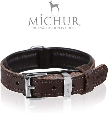Шкіряний нашийник для собак MICHUR Design, коричневий, різні розміри