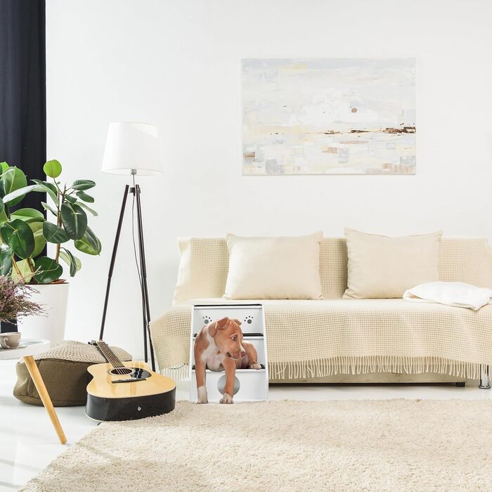 Сходи для собак і котів Relaxdays, 3 сходинки, 52,5x42x60 см, килимове покриття, для ліжка та дивану, біло-чорні