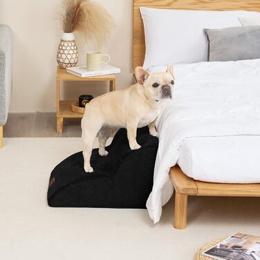 Сходинки для собак EHEYCIGA: 50 см, 4 сходинки, для маленьких собак, на диван/ліжко, з високощільним губчастим матеріалом, знімний та миючий чохол, антиковзне покриття, сірий (40 x 50 x 30 см)