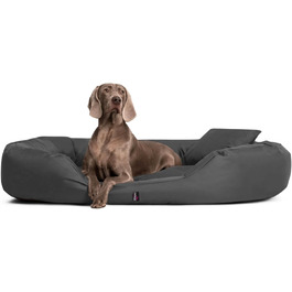 Ортопедичне ліжко для собак Tierlando® Sammy з віскоеластичним матрацом та високим бортиком з міцного поліестеру. Розмір: 140x105 см, колір: графіт. Забезпечує комфортний та суглобово-захисний сон.