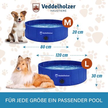 Складаний басейн для собак Veddelholzer (M), 80 x 20 см, протиковзкий та міцний, для gardens та балконів, швидке встановлення