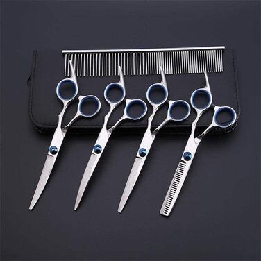 Набір для стрижки тварин QUNINE (6 шт.): професійні ножиці для собак та котів, нержавіюча сталь, 15.2 см