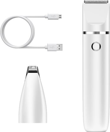 Триммер для тварин 2-в-1 ORIA: собачий/котячий триммер, USB, водонепроникний IPX7, тихий, з 2 насадками - білий