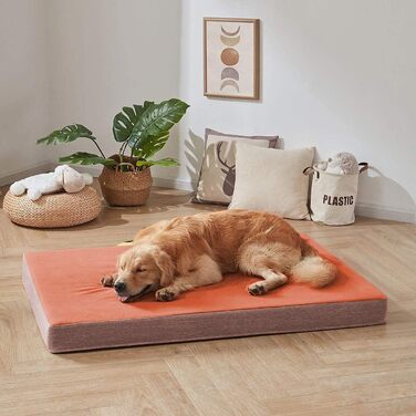 Ортопедичне ліжко для собак з гелевим шаром та піною з пам'яті, вологостійке, для великих та маленьких собак, знімний чохол, XL, помаранчеве